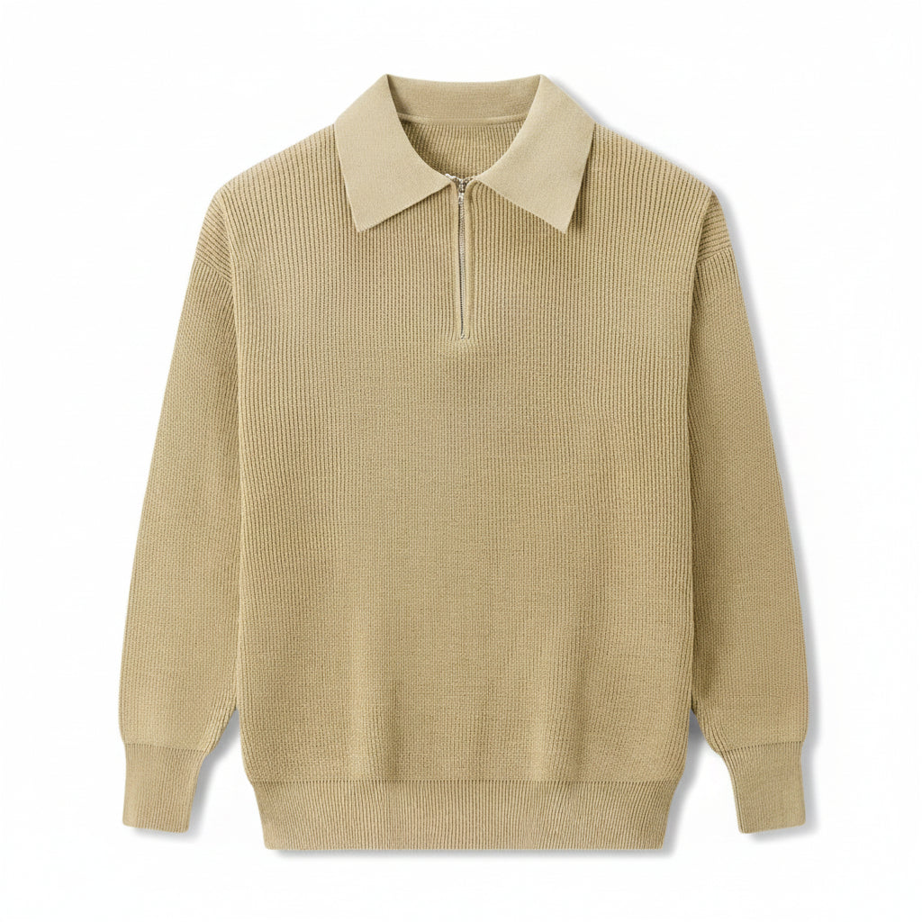 Men’s Long Sleeve Knit Polo Sweater – Half Zip