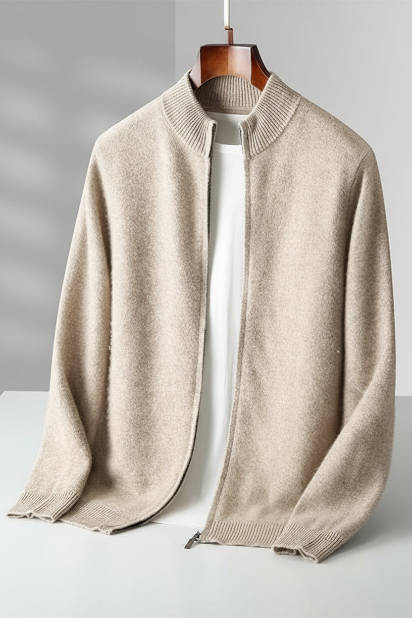 Men’s Zipper Wool Cardigan Sweater