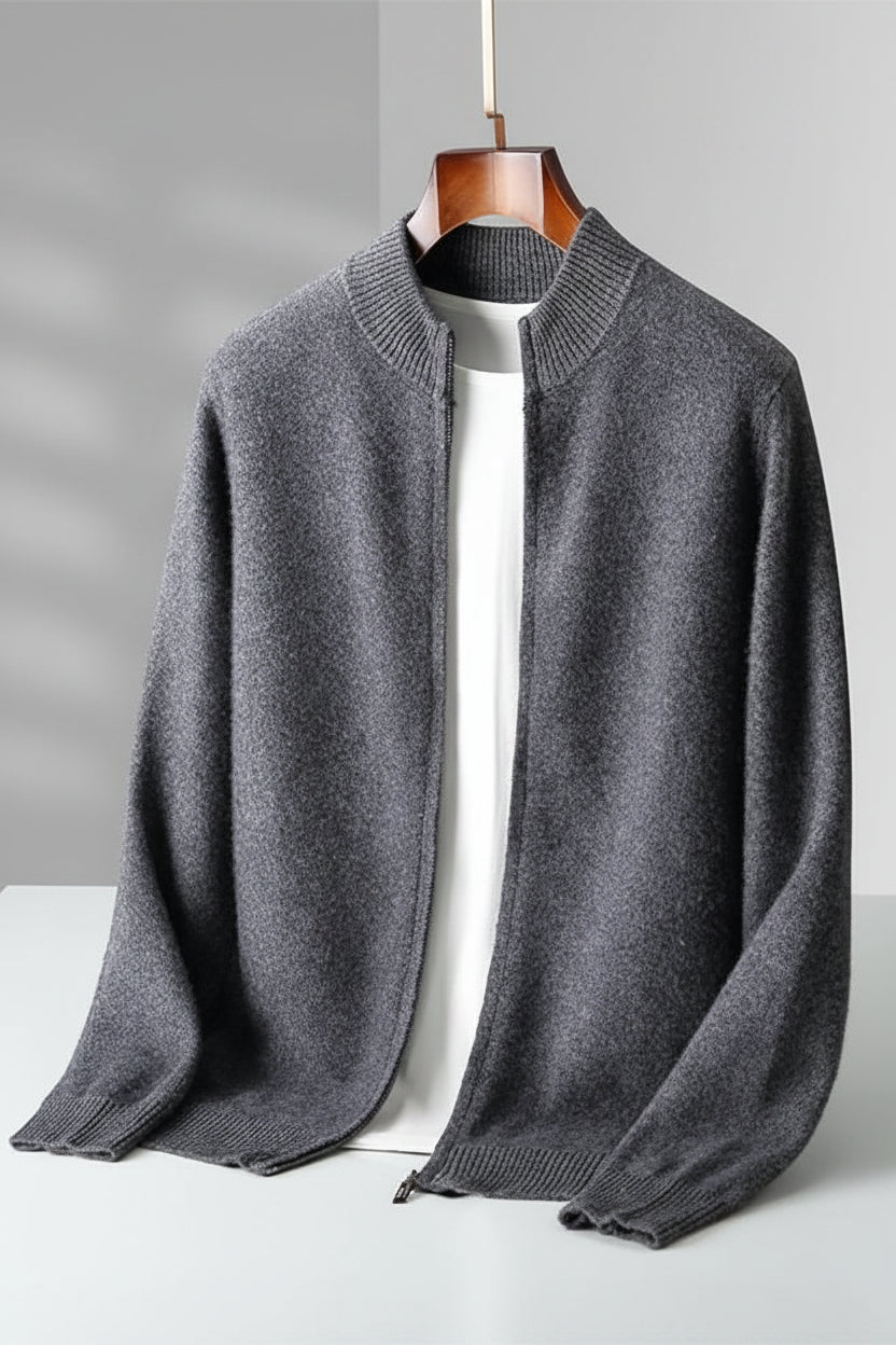 Men’s Zipper Wool Cardigan Sweater