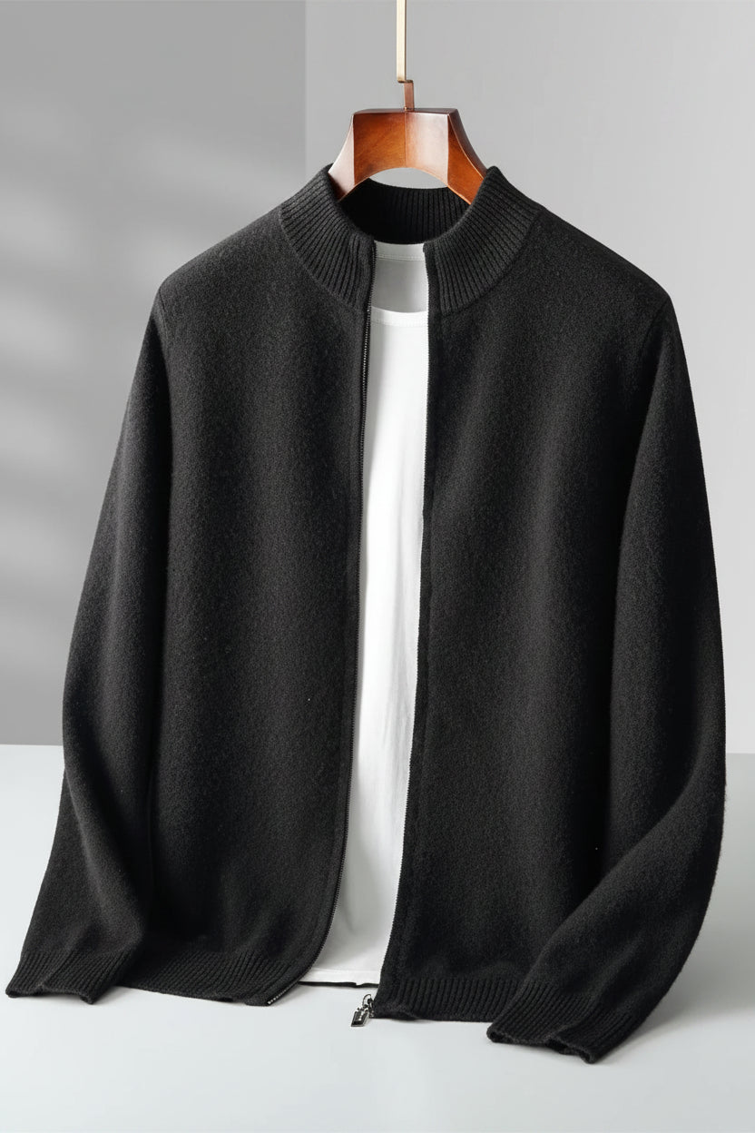 Men’s Zipper Wool Cardigan Sweater