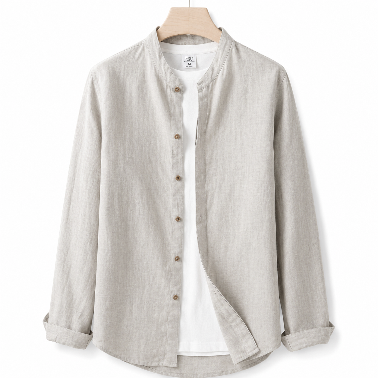 Aspen Linen Band Collar Shirt