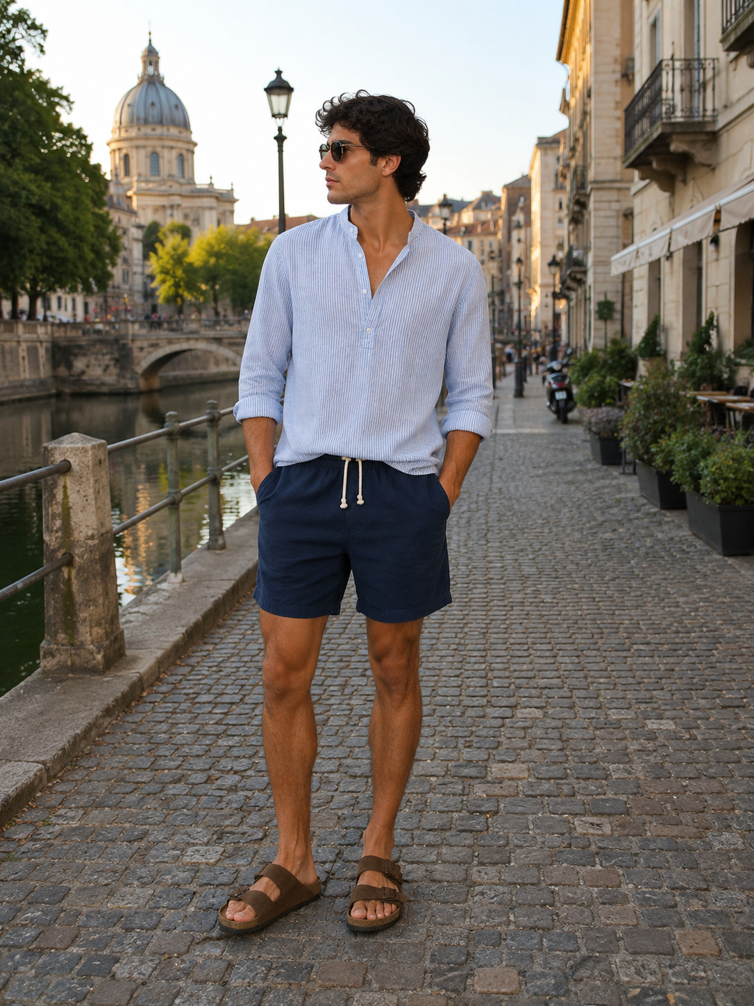 East Hampton Linen Henley Shirt