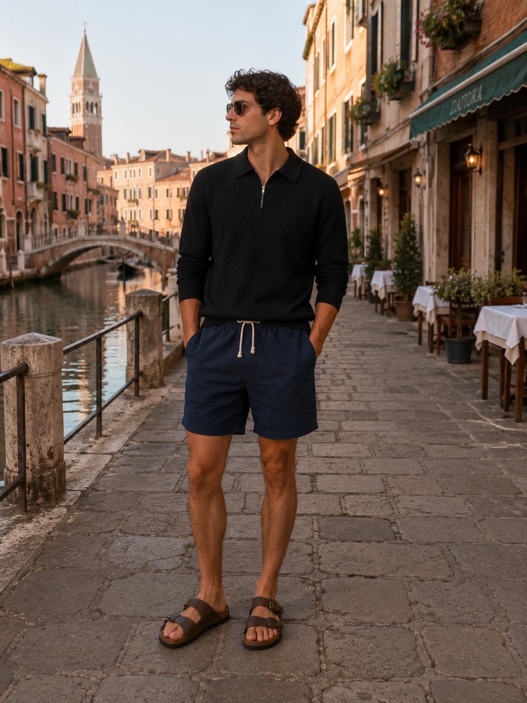 Men’s Long Sleeve Knit Polo Sweater – Half Zip