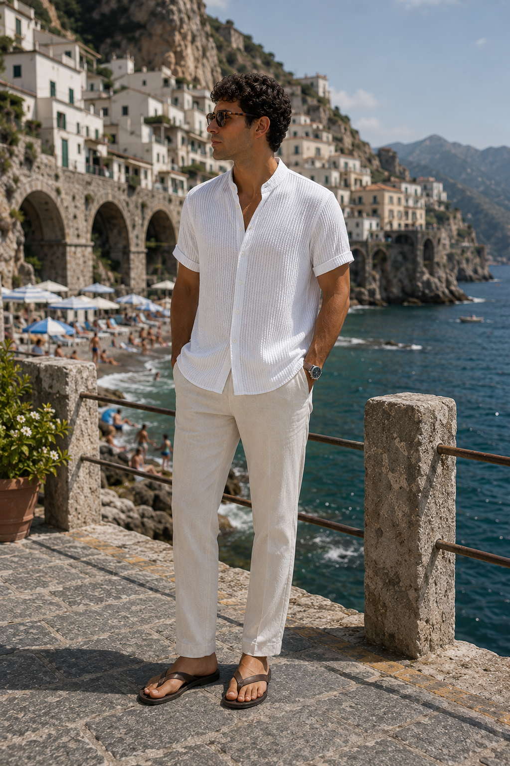 Men’s Textured Short Sleeve Shirt – Casual Slim Fit Summer Button-Up