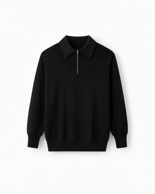 Men’s Long Sleeve Knit Polo Sweater – Half Zip