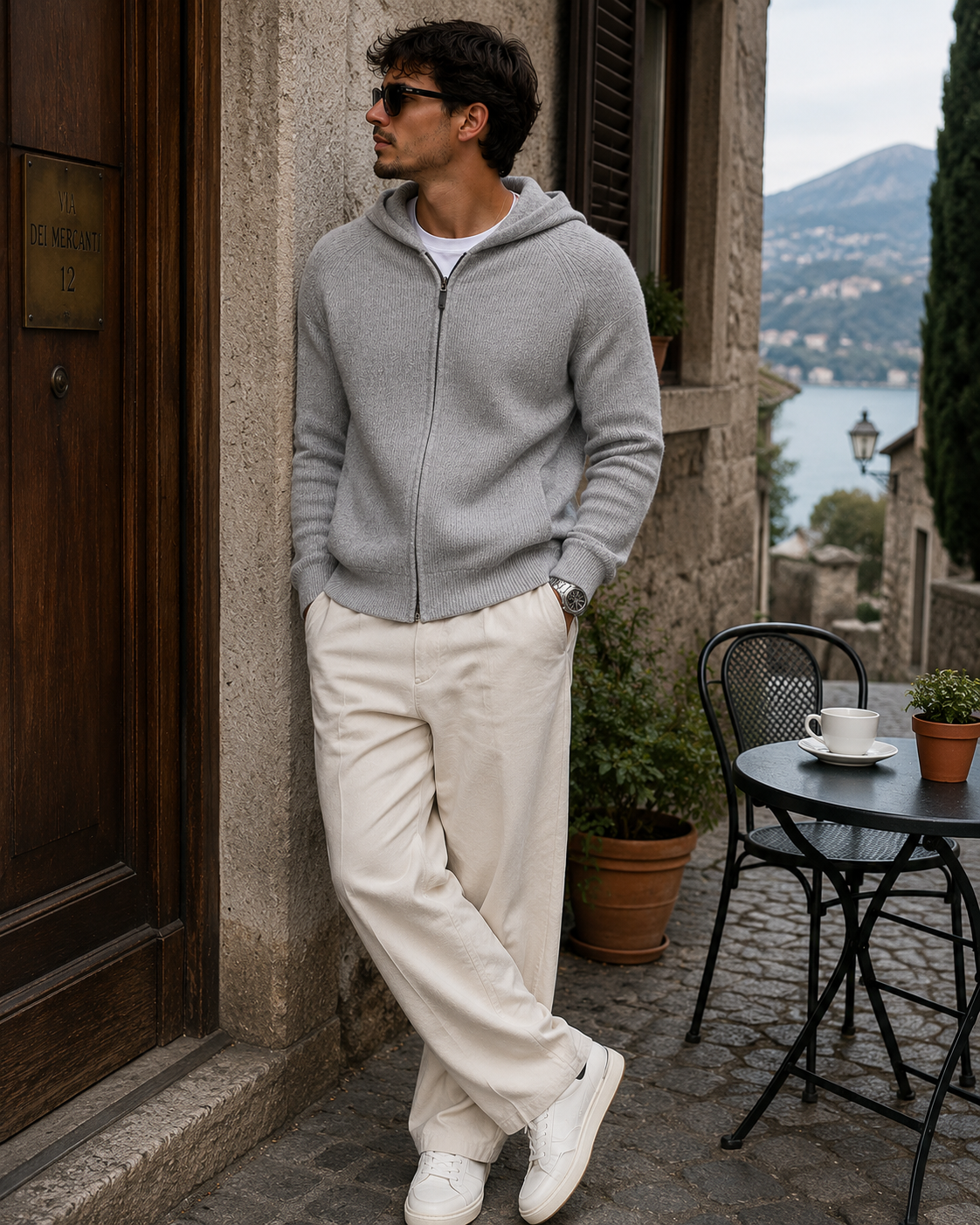PARMA MERINO WOOL ZIPPED CARDIGAN