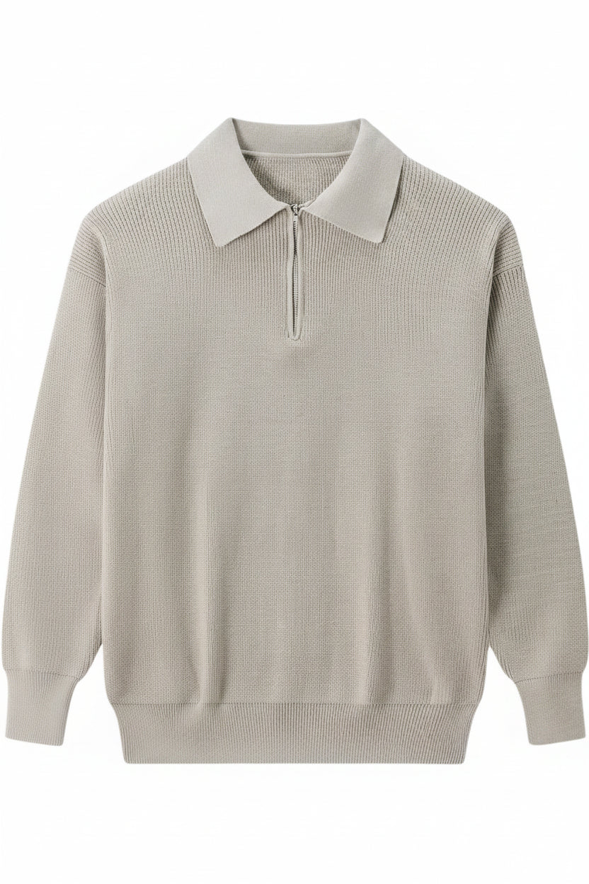 Men’s Long Sleeve Knit Polo Sweater – Half Zip