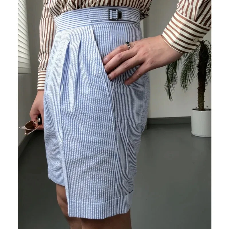Belmont Seersucker Pleated Shorts